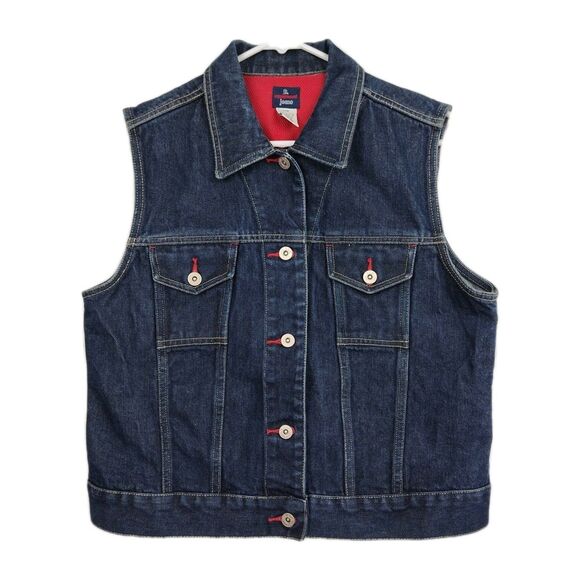 🔥🔥🔥B.U.M. Equipment Jeans women's denim vest, Large, pocket & button accents - Picture 1 of 6